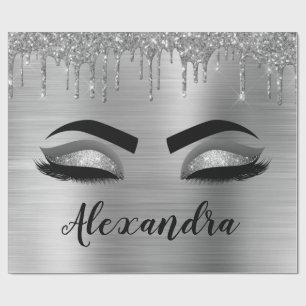 Papel De Regalo Purpurina plateado Sparkle Eyelashes Monograma Nom