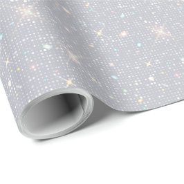 Papel De Regalo Purpurina plateado Textura Diamante blanco esparci