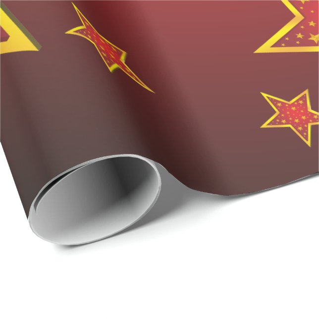 Papel De Regalo Purpurina rojo dorado celebra Navidad (Esquina del rollo)