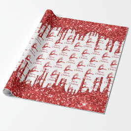 Papel De Regalo Purpurina rojo reno - Feliz Navidad