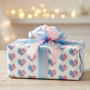 Papel De Regalo Purpurina rosa azul naranja azul corazón del bebé 