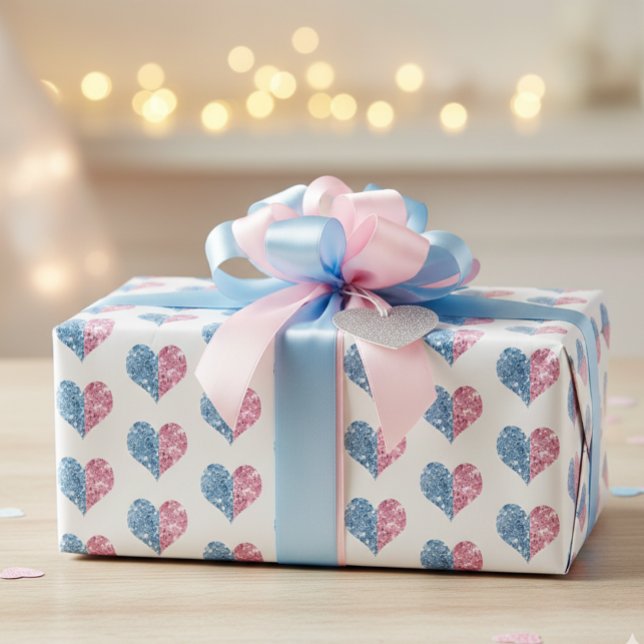 Papel De Regalo Purpurina rosa azul naranja azul corazón del bebé  (Subido por el creador)