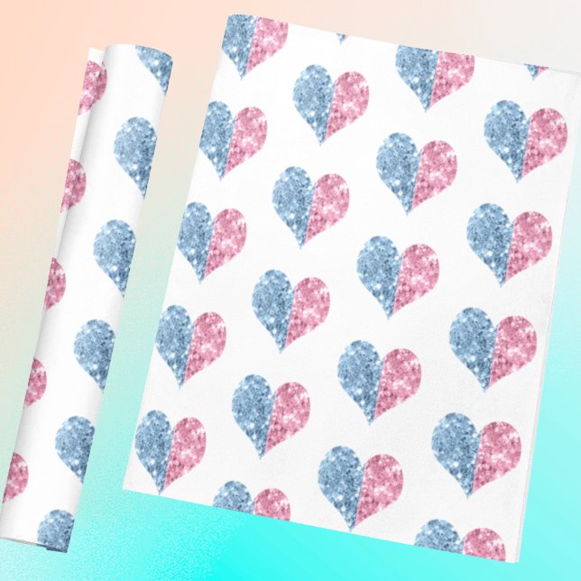 Papel De Regalo Purpurina rosa azul naranja azul corazón del bebé  (Subido por el creador)