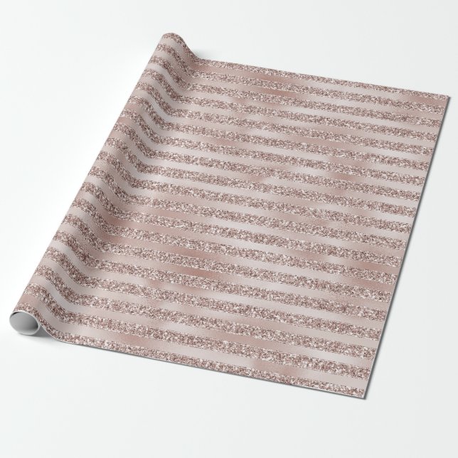 Papel De Regalo Purpurina rosa bonito Rubor, franjas de Glam (Desenrollado)