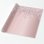 Papel De Regalo Purpurina rosa de cumpleaños gotea rosa polvorient<br><div class="desc">Elegante,  clásico,  glamuroso y femenino estilo fiesta de sábanas. Un rosa polvoriento y giratorio,  un fondo degradado rosado decorado con tonalidades purpurinas,  pinturas que gotean. Perfecto para un regalo de cumpleaños de chica.</div>