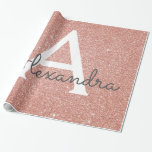 Papel De Regalo Purpurina rosa de oro y monograma de espuma<br><div class="desc">Purpurina Rosa Rosa Gold Faux y elegante Papel de envolvimiento de regalo. Este papel de envoltura de regalo puede ser personalizado para incluir su nombre inicial y el nombre de pila para un paquete de regalo para un Chica Baby Shower, una ducha de novia, una fiesta de soltera o una...</div>