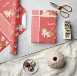 Papel De Regalo Purpurina rosa pone en duda a la pequeña con nombr