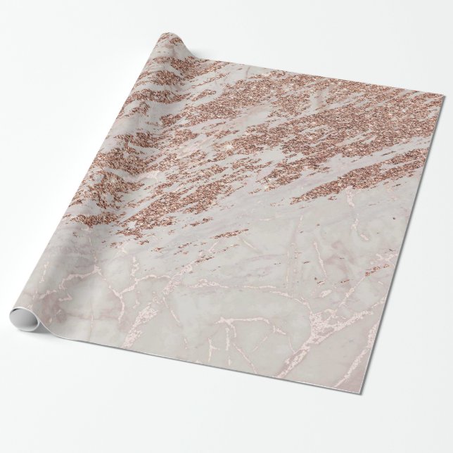 Papel De Regalo Purpurina Rosa Rosa Rosa Rubor Marble Glossy (Desenrollado)