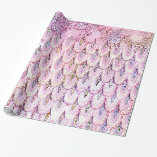 Papel De Regalo Purpurina rosado irlandés Sirena Escales de peces
