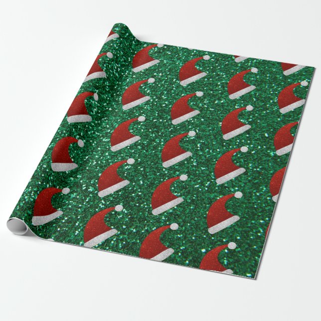 Papel De Regalo Purpurina Santa Hat (Desenrollado)