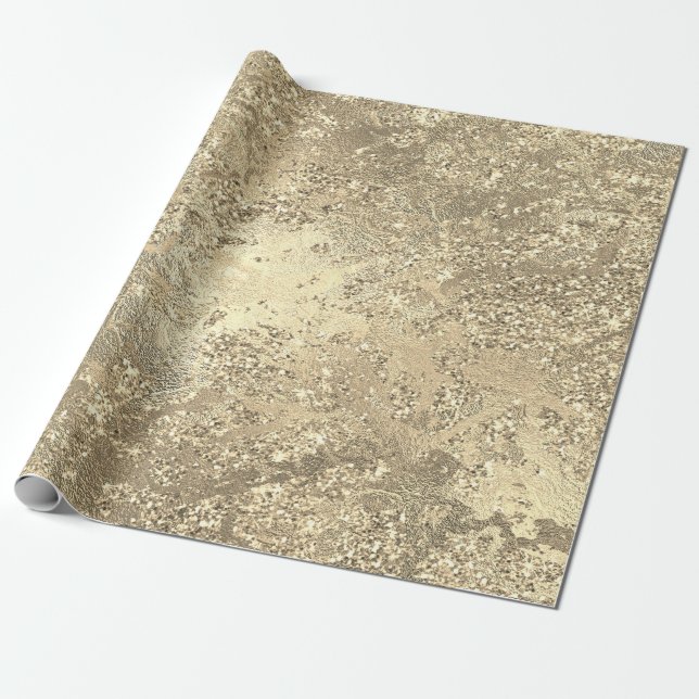 Papel De Regalo Purpurina Sparkly Molten Gold Marble Metálico bril (Desenrollado)