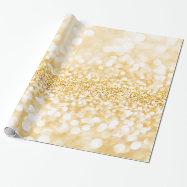 Papel De Regalo Purpurina Sparkly White Y Gold (Desenrollado)
