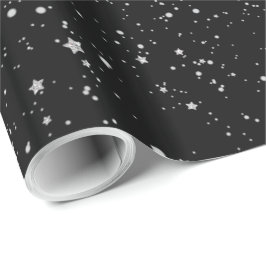 Papel De Regalo Purpurina Stars2 - Negro de plata