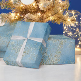 Papel De Regalo Purpurina Turquoise Aqua Blue Glam Gold