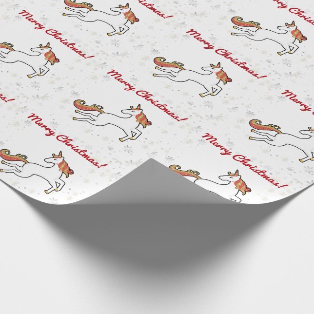 Papel De Regalo Purpurina unicornio moderno brilla de nieve en nav (Esquina)