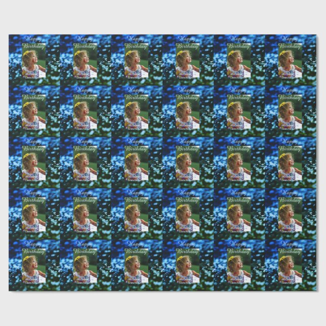 Papel De Regalo Purpurina verde azul foto niños cumpleaños óxido m (Superficie plana)