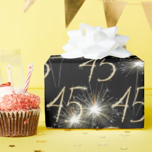 Papel De Regalo Purpurinas doradas para 45 cumpleaños