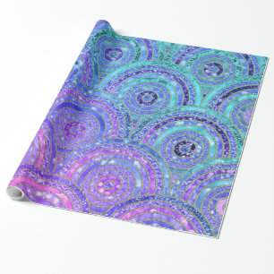 Papel De Regalo Purpurinas y círculos de lujo Aqua y Purple
