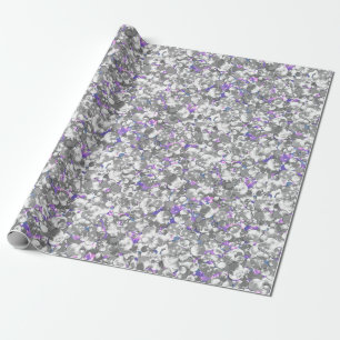 Papel De Regalo Purpurinoso de plata sin foco brillante purpurina 