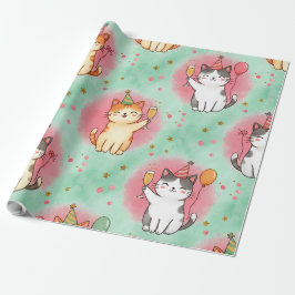 Papel De Regalo Purrfect Party Cats – Festive Celebration Pattern