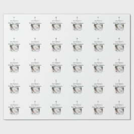 Papel De Regalo QR mínimo de la primera comunión santa católica