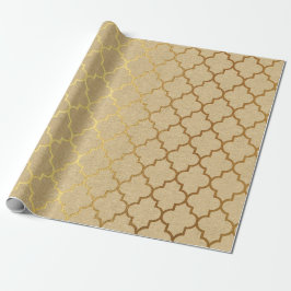 Papel De Regalo Quatrefoil Art Deco Kraft Gold Elegant Minimal