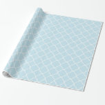Papel De Regalo Quatrefoil azul y blanco suave<br><div class="desc">azul suave y Quatrefoil blanco</div>