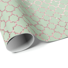 Papel De Regalo Quatrefoil Glam Pink Rose Mint Green Bridal Bridal