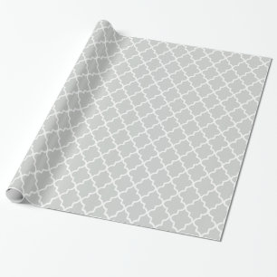 Papel De Regalo Quatrefoil marroquí blanco y gris claro moderno