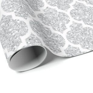 Papel De Regalo Quatrefoil Net White Silver Art Deco Vip