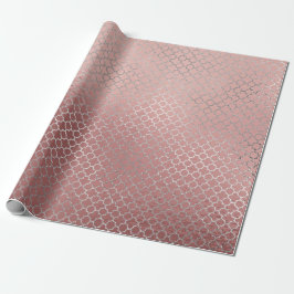 Papel De Regalo Quatrefoil Silver Glam Rosa Rosa Oro brillante