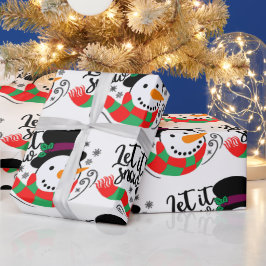 Papel De Regalo Que Nieva a los Navidades Snowman