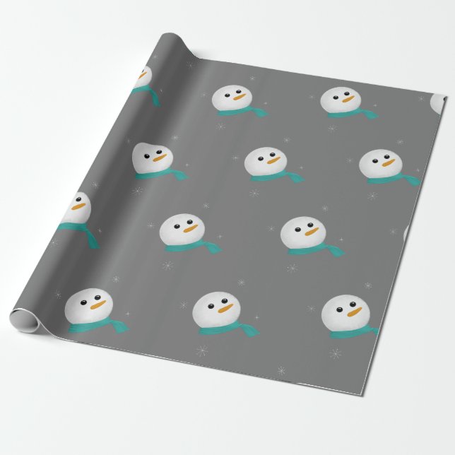 Papel De Regalo Que Nieva Snowman (Desenrollado)