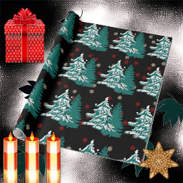 Papel De Regalo Que nieve acuarela Navidades de invierno Woodland