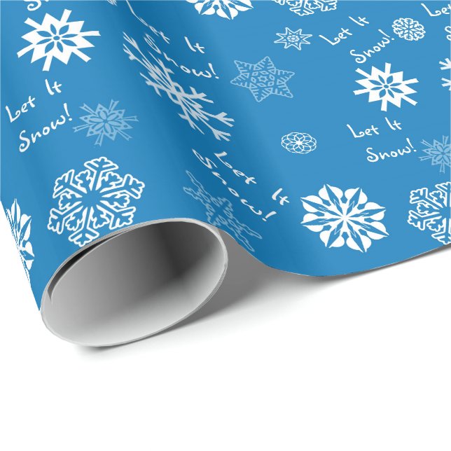 Papel De Regalo Que Nieve - Azul (Esquina del rollo)