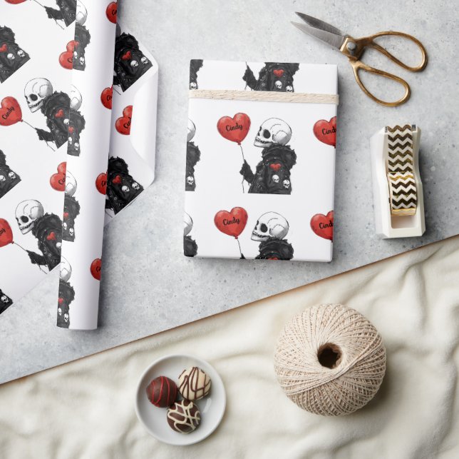 Papel De Regalo Querido Personalizable - Calavera con globo (Artesanía)