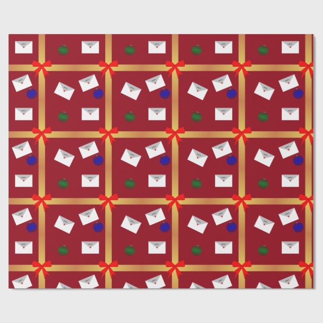 Papel De Regalo Queridos Navidades de Santa Festividad Cartas y or (Superficie plana)
