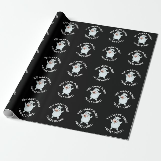 Papel De Regalo Quieres Puns I Goat Puns Gracioso Animal Pun Dark  (Desenrollado)