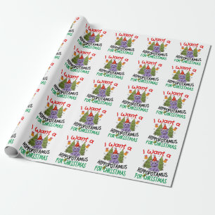 Papel De Regalo Quiero Hipopótamo Para Navidades Poster De Camiset