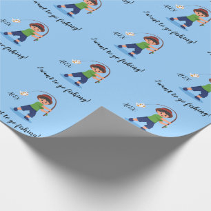 Papel De Regalo "QUIERO IR A PESCAR" Niños pescando