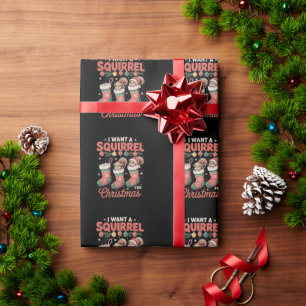 Papel De Regalo Quiero una ardilla para Navidad Santa Navidad Fies