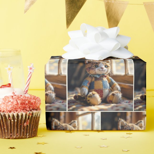 Papel De Regalo Quilt Cat De Parchwork En La Ventana (Fiesta de cumpleaños )