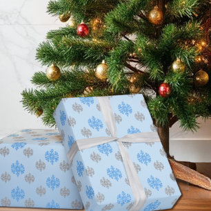 Papel De Regalo Quinceañera Ice Blue Silver Snowflake