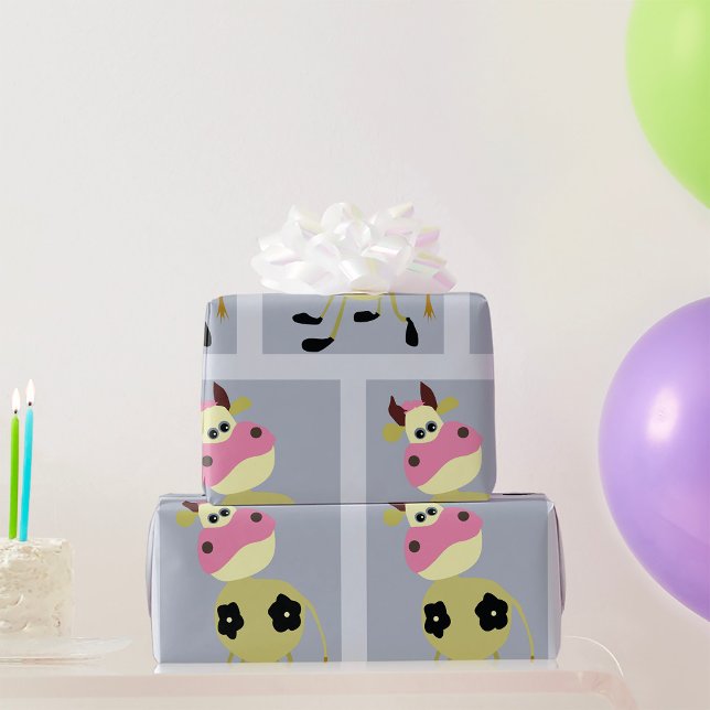 Papel De Regalo Quirky Personalizado vaca Fun Farm Animal (Subido por el creador)
