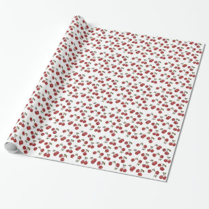 Papel De Regalo RAB Rockabilly Cerezas Muy Cerezas En Blanco