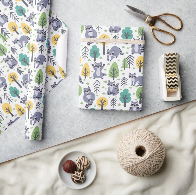 Papel De Regalo Raccones juguetones de Woodland (Artesanía)