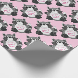 Papel De Regalo Raccoon Baby Shower Pink