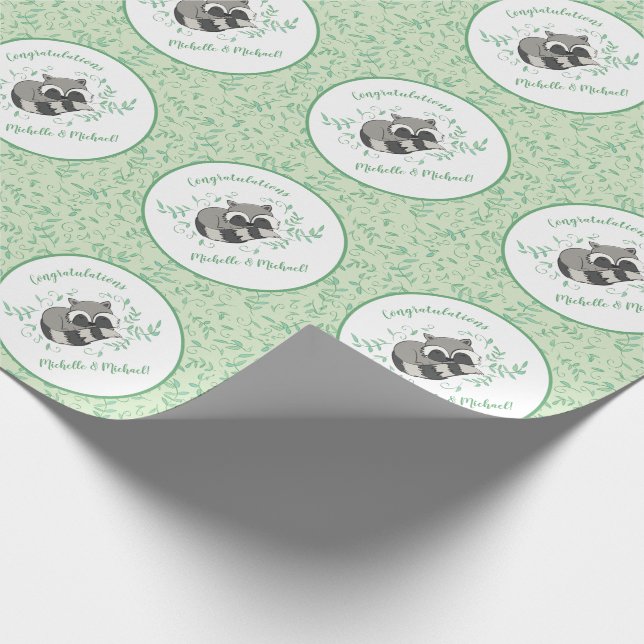 Papel De Regalo Raccoon Baby Shower Woodland Animals (Esquina)