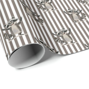 Papel De Regalo Raccoon marrón a gran escala para artesanía o rega