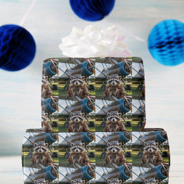 Papel De Regalo Raccoon Pilot Airplane Funny Photo Birthday